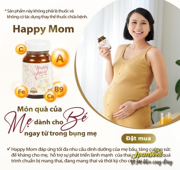 Liều dùng tiêu chuẩn Happy Mom là 2 viên/ngày, uống sau ăn 1 tiếng 